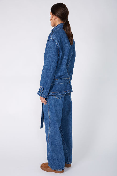 pilot denim jacket / vintage blue stonewash