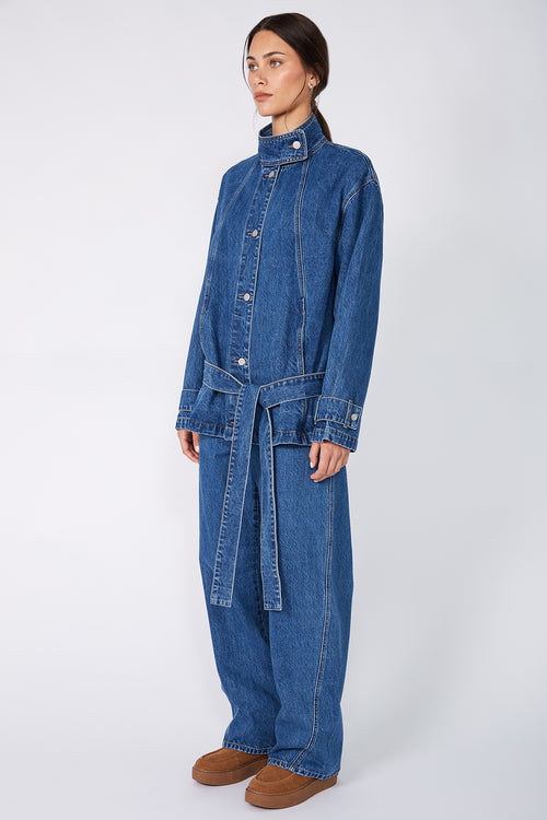 pilot denim jacket / vintage blue stonewash