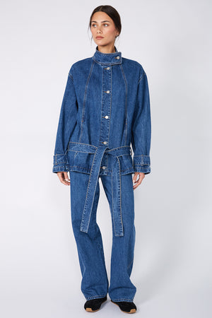 pilot denim jacket / vintage blue stonewash