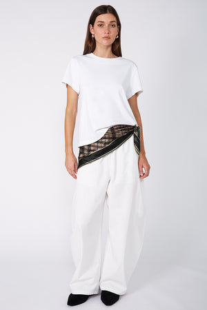 plaid silk scarf / natural|khaki|black plaid