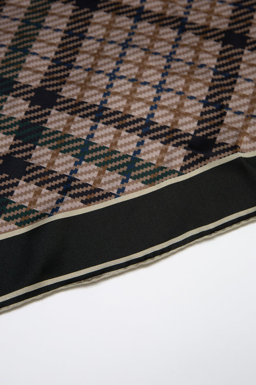 plaid silk scarf / natural|khaki|black plaid