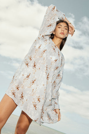 raven dress / blue|tan scatter animal