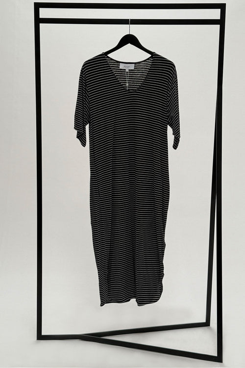 recent dress / black|white stripe