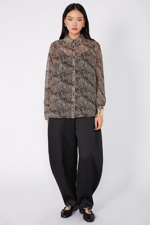 recover shirt / stone|chocolate|moss print