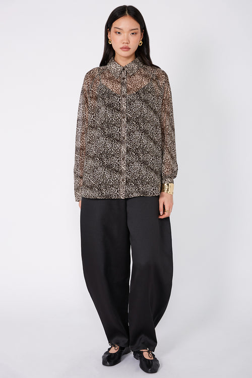 recover shirt / stone|chocolate|moss print