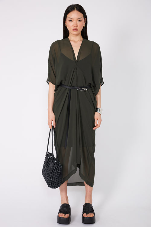 redeem midi dress / artillery green