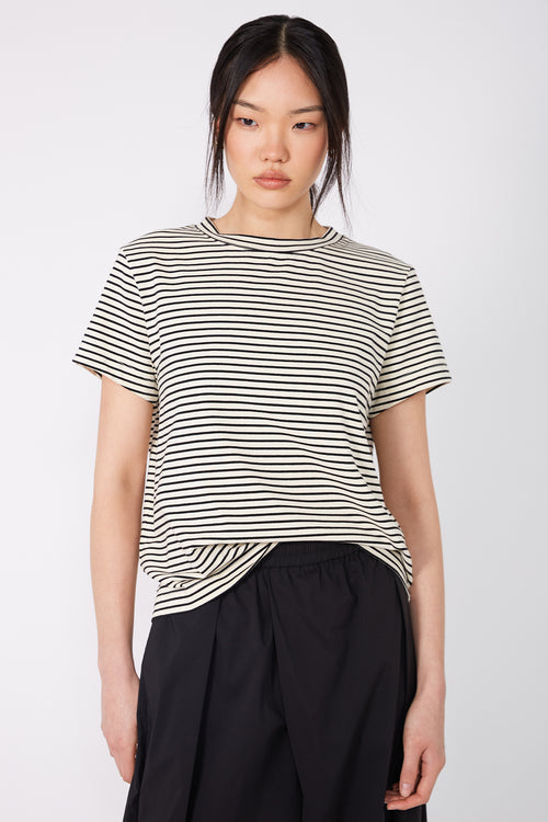 refine short sleeve tee / black|ecru stripe