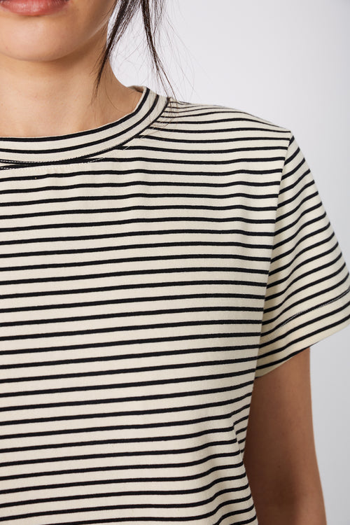 refine short sleeve tee / black|ecru stripe