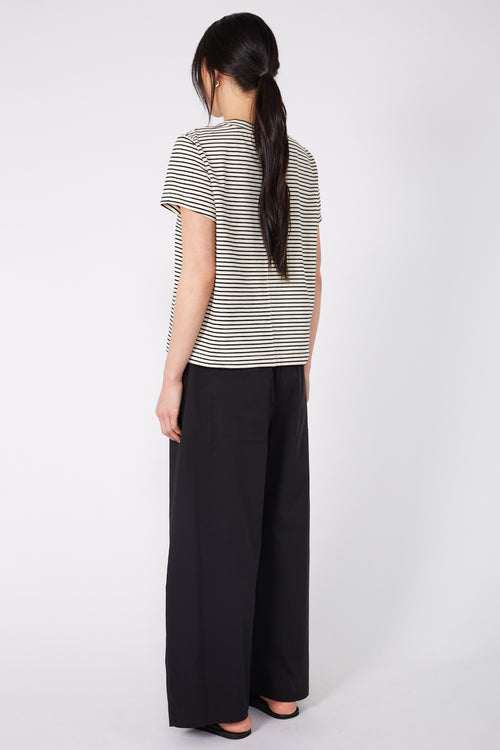 refine short sleeve tee / black|ecru stripe