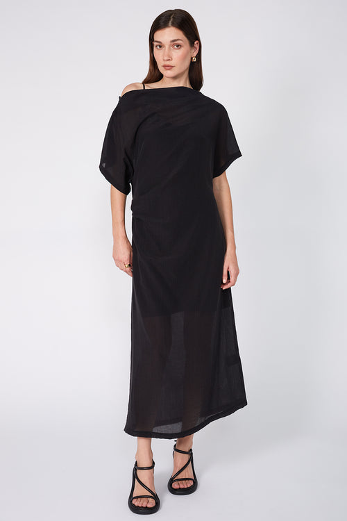 related midi dress / black