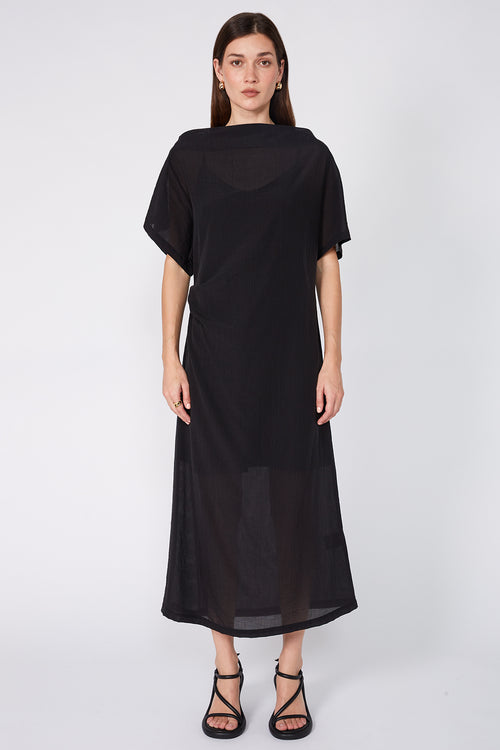 related midi dress / black