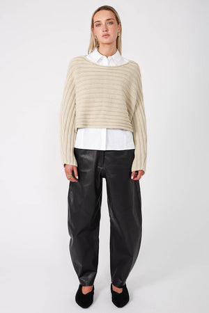 rib croppy sleeve / stone