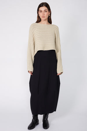 rib croppy sleeve / stone