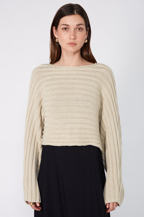 rib croppy sleeve / stone