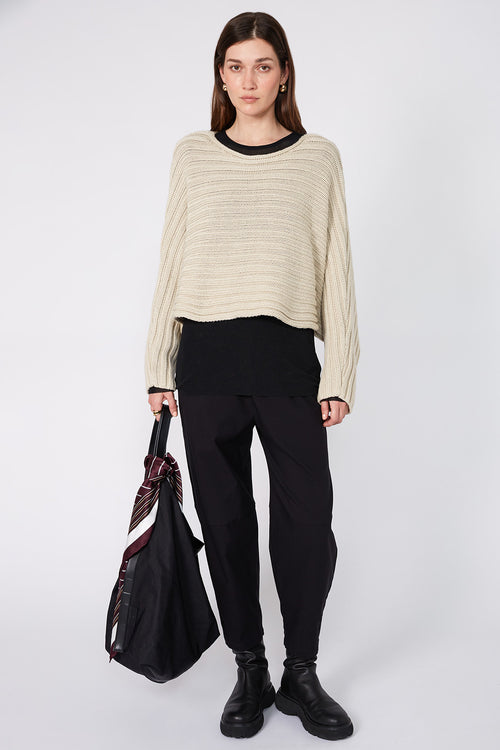 rib croppy sleeve / stone