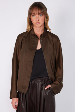 satin luxe bomber / chocolate