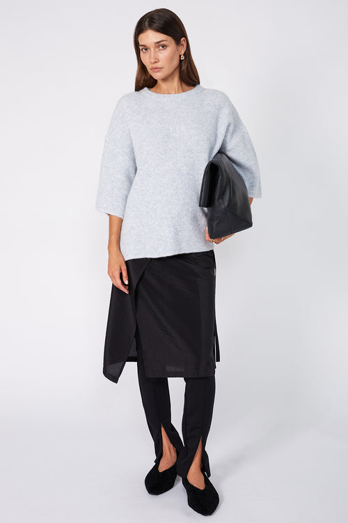 scanner ribbed tee sweater / misty blue marle