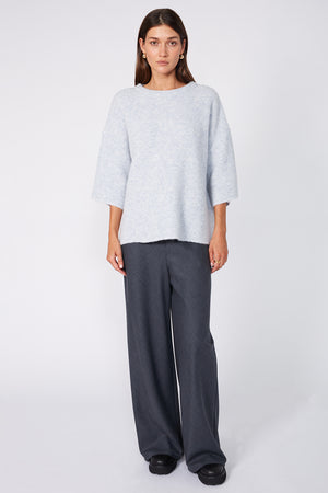 scanner ribbed tee sweater / misty blue marle