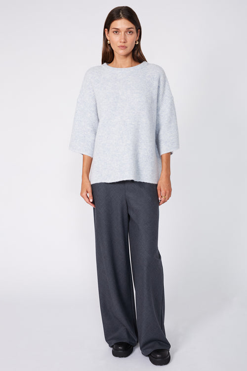 scanner ribbed tee sweater / misty blue marle