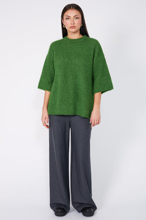 scanner ribbed tee sweater / leaf green