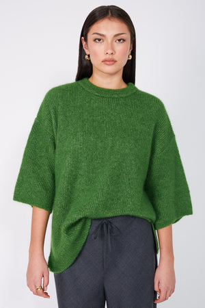 scanner ribbed tee sweater / leaf green