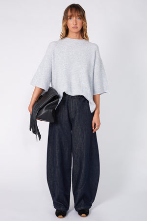 scanner ribbed tee sweater / misty blue marle