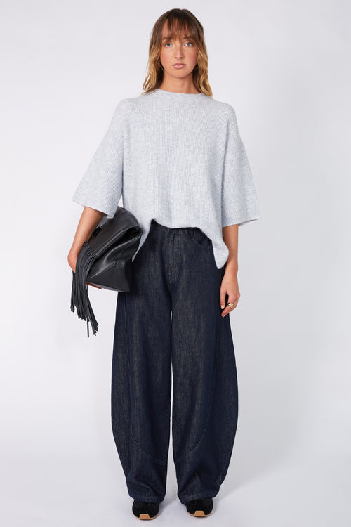 scanner ribbed tee sweater / misty blue marle