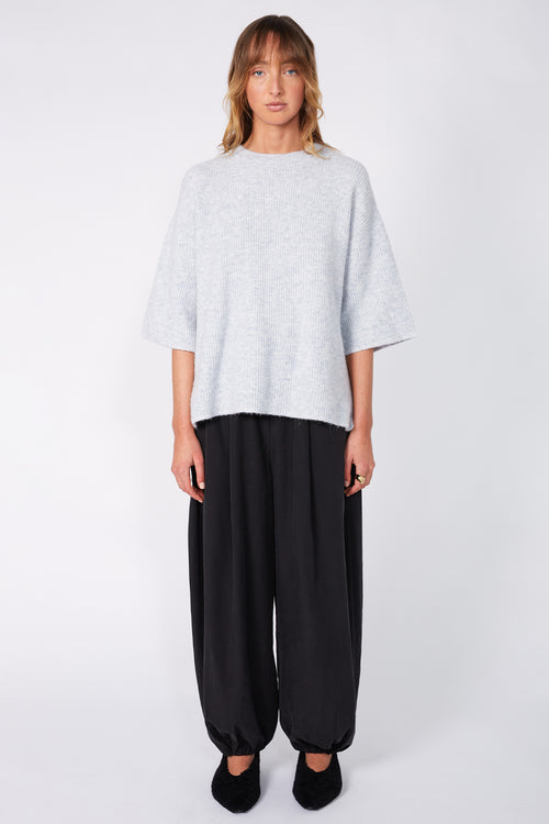 scanner ribbed tee sweater / misty blue marle
