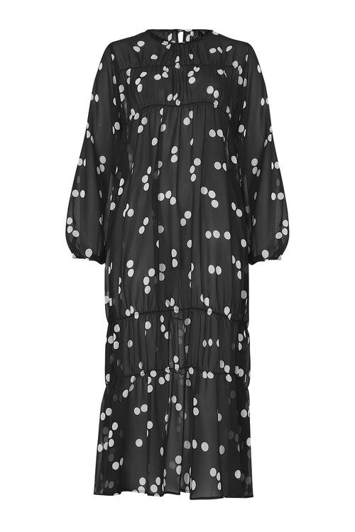 section longsleeve dress / black|ivory polka dot