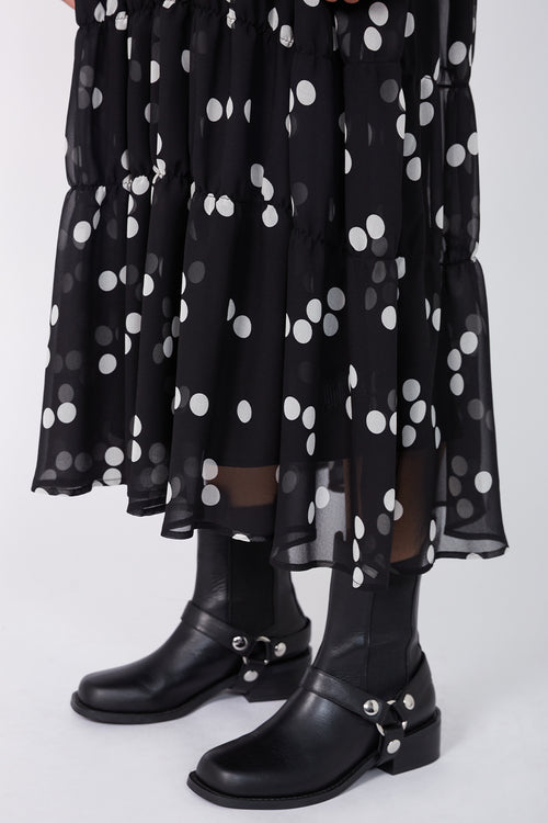 section longsleeve dress / black|ivory polka dot