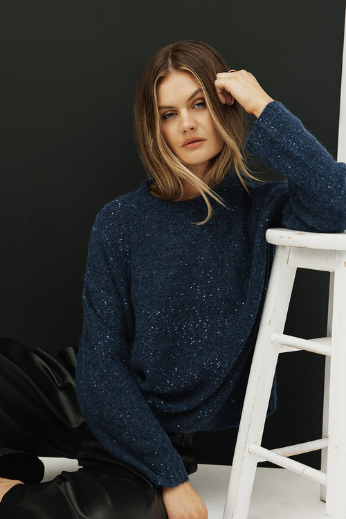 server sequin sweater / cobalt sequin