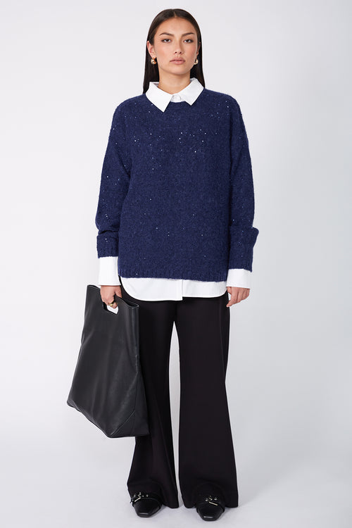 server sequin sweater / navy sequin