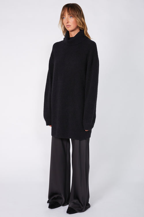 service sweater dress / black