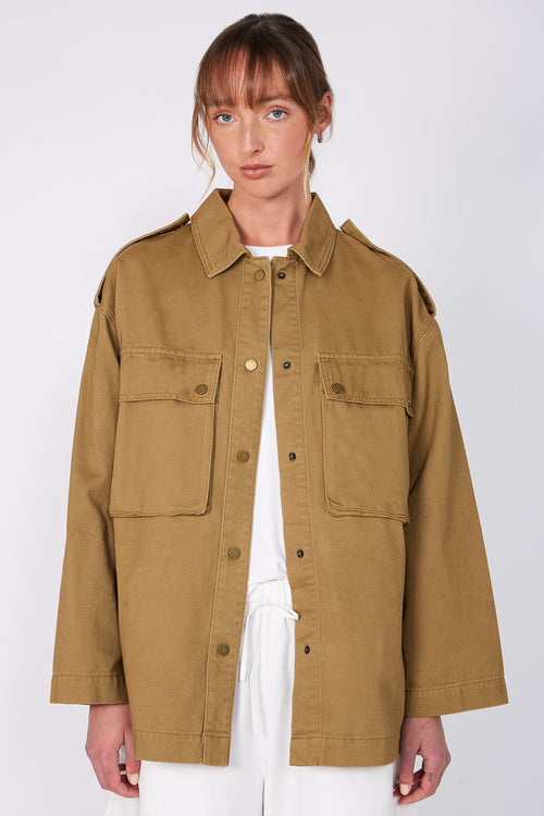 shelter shacket / tawny caramel