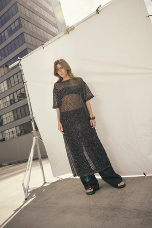 shimmered maxi dress / black shimmer