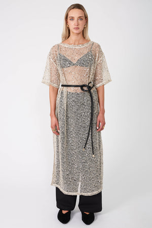 shimmered maxi dress / natural shimmer
