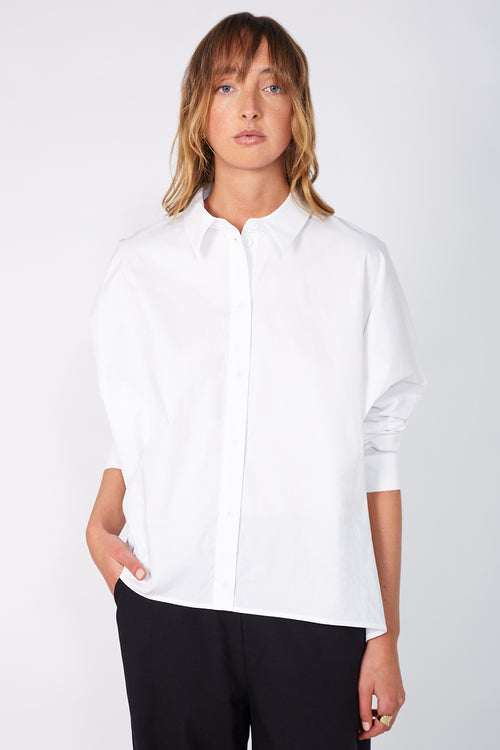 shirr longsleeve shirt / white