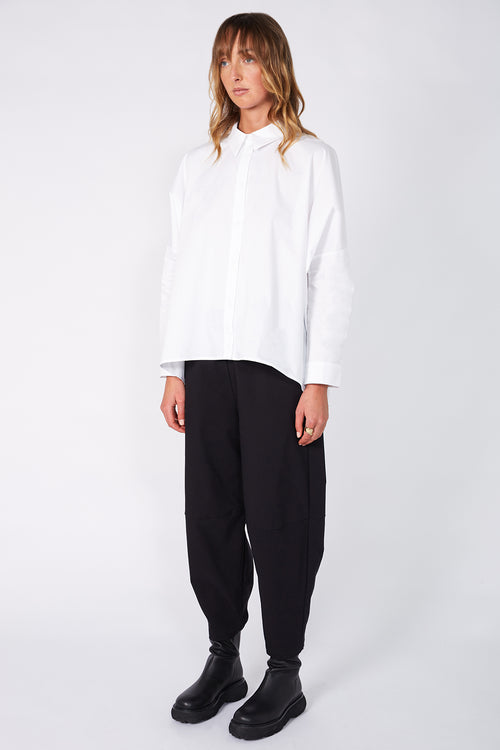 shirr longsleeve shirt / white