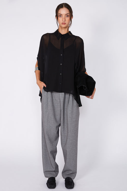 shirr shirt / black