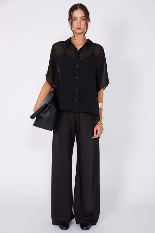 shirr shirt / black