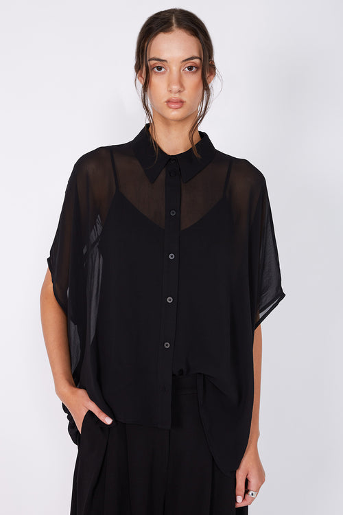 shirr shirt / black