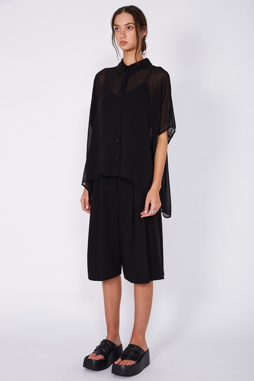 shirr shirt / black