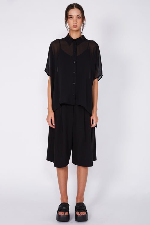 shirr shirt / black