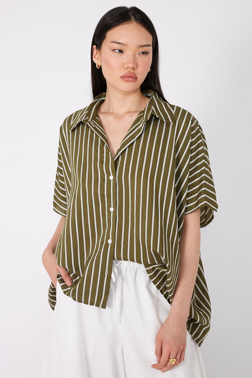 shirr shirt / caper stripe