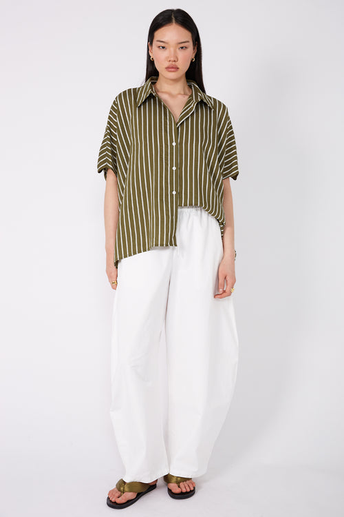shirr shirt / caper stripe