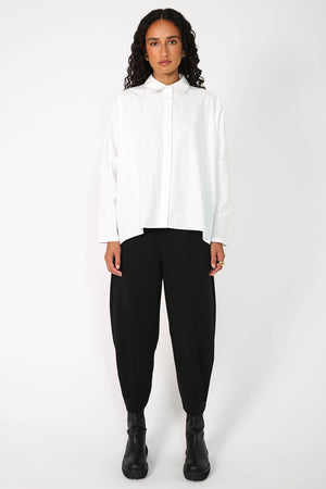 shirr shirt long sleeve / white