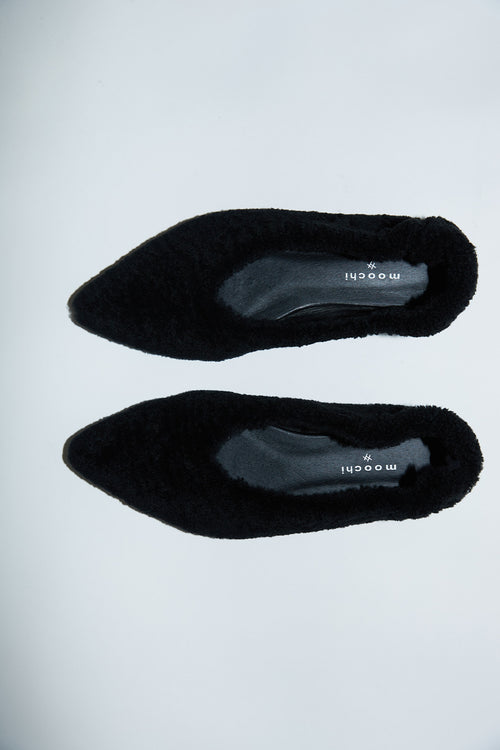 aim shearling ballet flat / black