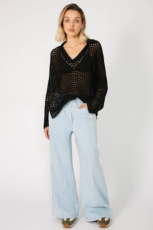 chain sweater / black