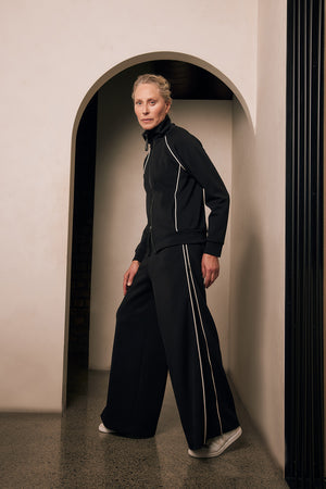 contrasted trackpant / black|ecru
