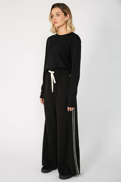 contrasted trackpant / black|ecru